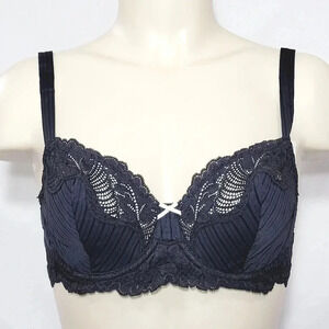 36DD Paramour‎ 115353 Stripe Delight UW Bra Black NWT